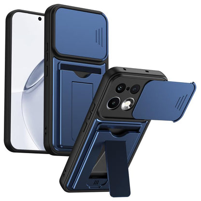 Card Holder Series Sliding Lens Cover PC Hybrid TPU Phone Case, For Realme 16 5G, For Realme 16 Pro+ 5G, For Realme 16 Pro 5G