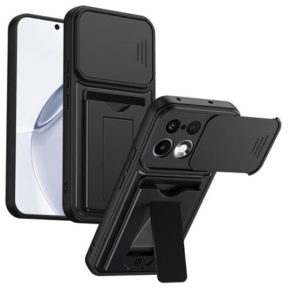 Card Holder Series Sliding Lens Cover PC Hybrid TPU Phone Case, For Realme 16 5G, For Realme 16 Pro+ 5G, For Realme 16 Pro 5G