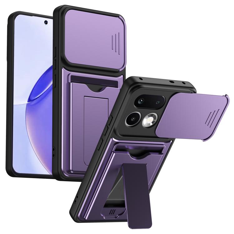 Card Holder Series Sliding Lens Cover PC Hybrid TPU Phone Case, For Realme 16 5G, For Realme 16 Pro+ 5G, For Realme 16 Pro 5G