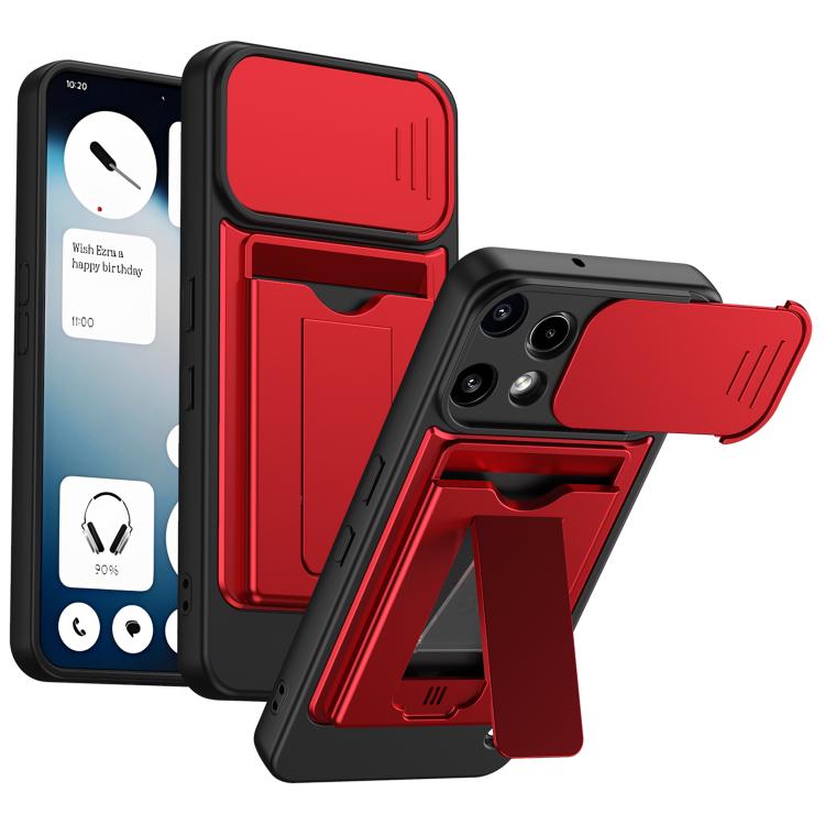 Card Holder Series Sliding Lens Cover PC Hybrid TPU Phone Case, For Nothing Phone 4a Pro, For Nothing Phone 4a, For Nothing Phone 3a Lite