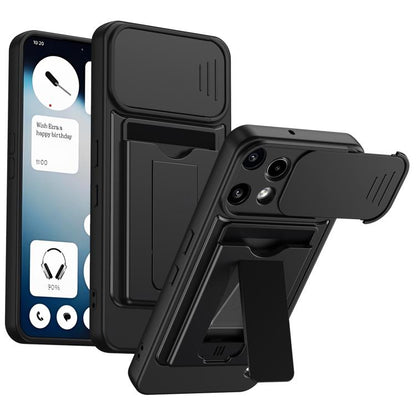 Card Holder Series Sliding Lens Cover PC Hybrid TPU Phone Case, For Nothing Phone 4a Pro, For Nothing Phone 4a, For Nothing Phone 3a Lite