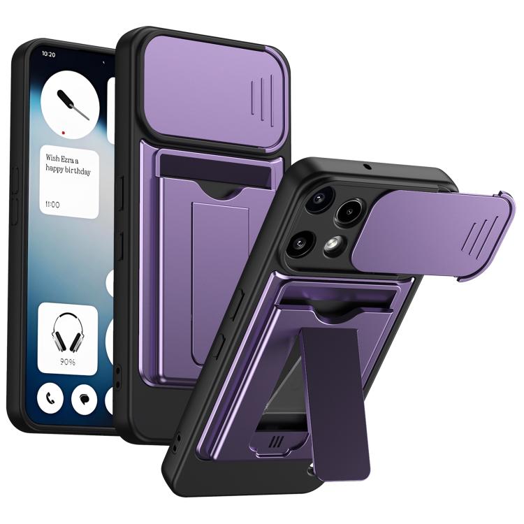 Card Holder Series Sliding Lens Cover PC Hybrid TPU Phone Case, For Nothing Phone 4a Pro, For Nothing Phone 4a, For Nothing Phone 3a Lite