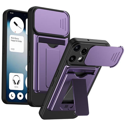 Card Holder Series Sliding Lens Cover PC Hybrid TPU Phone Case, For Nothing Phone 4a Pro, For Nothing Phone 4a, For Nothing Phone 3a Lite