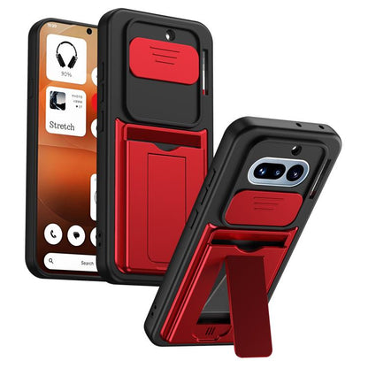 Card Holder Series Sliding Lens Cover PC Hybrid TPU Phone Case, For Nothing Phone 4a Pro, For Nothing Phone 4a, For Nothing Phone 3a Lite
