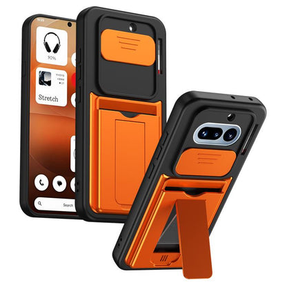 Card Holder Series Sliding Lens Cover PC Hybrid TPU Phone Case, For Nothing Phone 4a Pro, For Nothing Phone 4a, For Nothing Phone 3a Lite