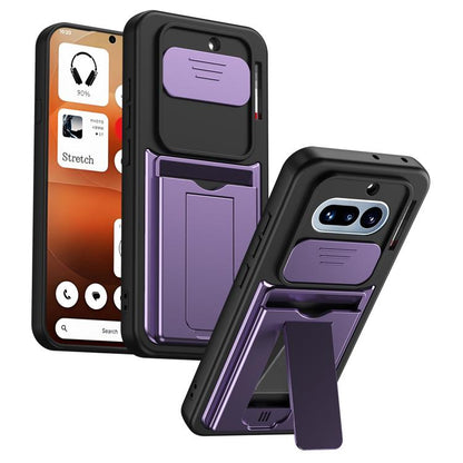 Card Holder Series Sliding Lens Cover PC Hybrid TPU Phone Case, For Nothing Phone 4a Pro, For Nothing Phone 4a, For Nothing Phone 3a Lite