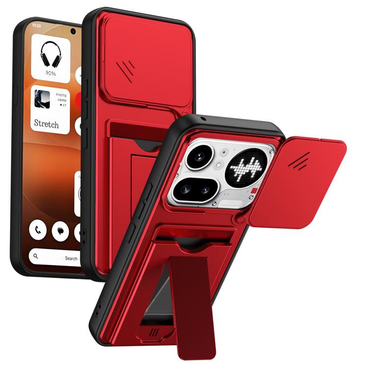 Card Holder Series Sliding Lens Cover PC Hybrid TPU Phone Case, For Nothing Phone 4a Pro, For Nothing Phone 4a, For Nothing Phone 3a Lite