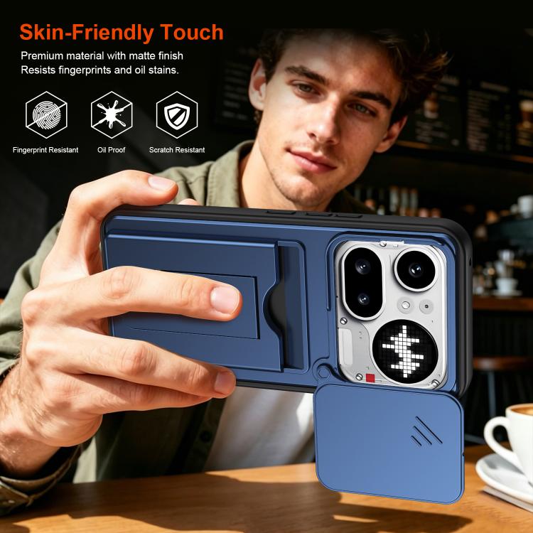 Card Holder Series Sliding Lens Cover PC Hybrid TPU Phone Case, For Nothing Phone 4a Pro, For Nothing Phone 4a, For Nothing Phone 3a Lite