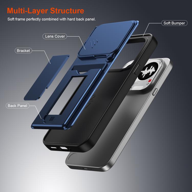 Card Holder Series Sliding Lens Cover PC Hybrid TPU Phone Case, For Nothing Phone 4a Pro, For Nothing Phone 4a, For Nothing Phone 3a Lite