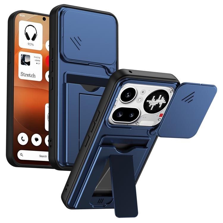 Card Holder Series Sliding Lens Cover PC Hybrid TPU Phone Case, For Nothing Phone 4a Pro, For Nothing Phone 4a, For Nothing Phone 3a Lite