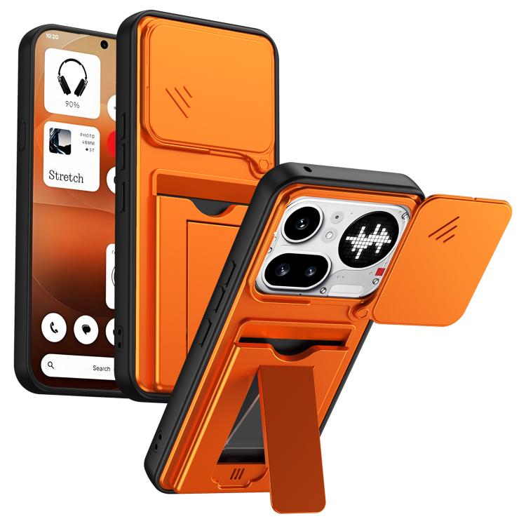 Card Holder Series Sliding Lens Cover PC Hybrid TPU Phone Case, For Nothing Phone 4a Pro, For Nothing Phone 4a, For Nothing Phone 3a Lite