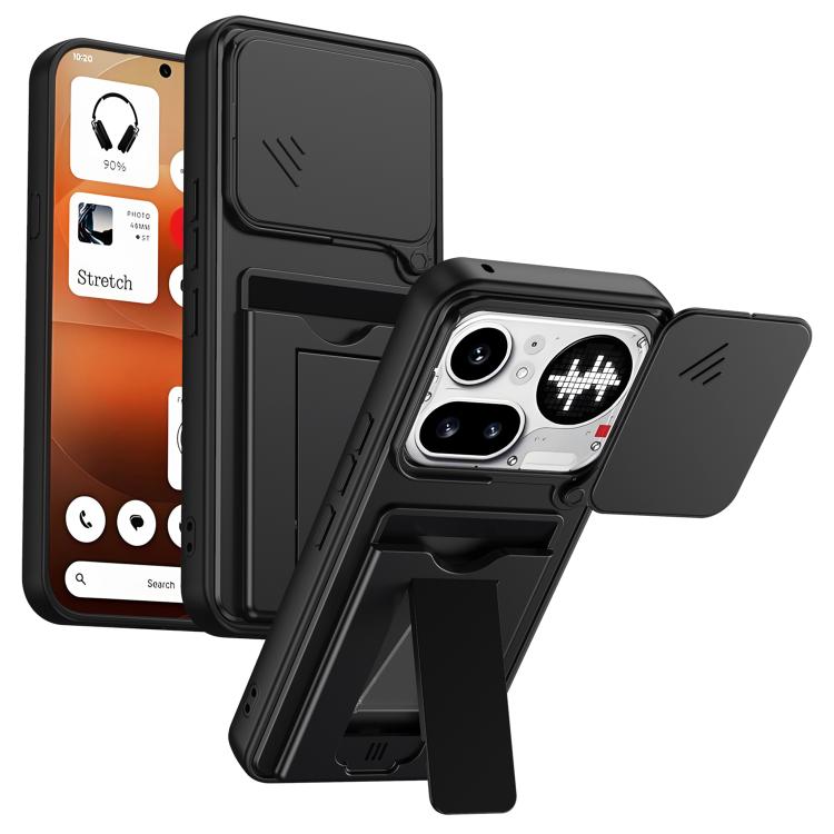 Card Holder Series Sliding Lens Cover PC Hybrid TPU Phone Case, For Nothing Phone 4a Pro, For Nothing Phone 4a, For Nothing Phone 3a Lite