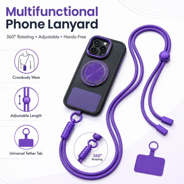 360-degree Rotatable Adjustable Nylon Neck Strap Crossbody Phone Lanyard with Tether Pad for Unisex