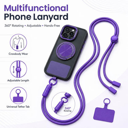 360-degree Rotatable Adjustable Nylon Neck Strap Crossbody Phone Lanyard with Tether Pad for Unisex