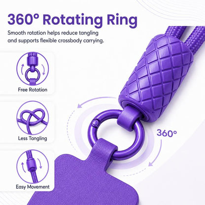 360-degree Rotatable Adjustable Nylon Neck Strap Crossbody Phone Lanyard with Tether Pad for Unisex