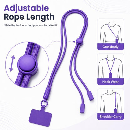 360-degree Rotatable Adjustable Nylon Neck Strap Crossbody Phone Lanyard with Tether Pad for Unisex
