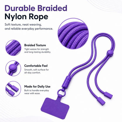 360-degree Rotatable Adjustable Nylon Neck Strap Crossbody Phone Lanyard with Tether Pad for Unisex