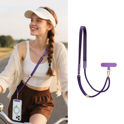 Adjustable Hybrid Neck Strap Crossbody Phone Lanyard with Tether Pad for Unisex, Gold Hardware, Painted Metal Hardware