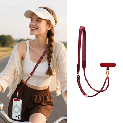 Adjustable Hybrid Neck Strap Crossbody Phone Lanyard with Tether Pad for Unisex, Gold Hardware, Painted Metal Hardware