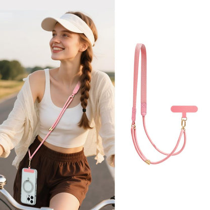 Adjustable Hybrid Neck Strap Crossbody Phone Lanyard with Tether Pad for Unisex, Gold Hardware, Painted Metal Hardware