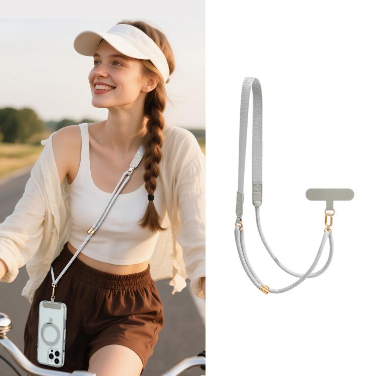Adjustable Hybrid Neck Strap Crossbody Phone Lanyard with Tether Pad for Unisex, Gold Hardware, Painted Metal Hardware