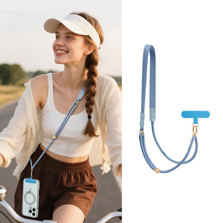 Adjustable Hybrid Neck Strap Crossbody Phone Lanyard with Tether Pad for Unisex, Gold Hardware, Painted Metal Hardware