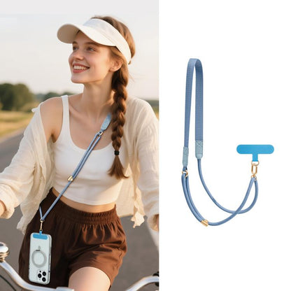 Adjustable Hybrid Neck Strap Crossbody Phone Lanyard with Tether Pad for Unisex, Gold Hardware, Painted Metal Hardware