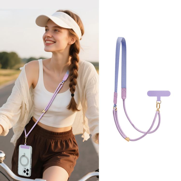 Adjustable Hybrid Neck Strap Crossbody Phone Lanyard with Tether Pad for Unisex, Gold Hardware, Painted Metal Hardware