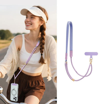 Adjustable Hybrid Neck Strap Crossbody Phone Lanyard with Tether Pad for Unisex, Gold Hardware, Painted Metal Hardware