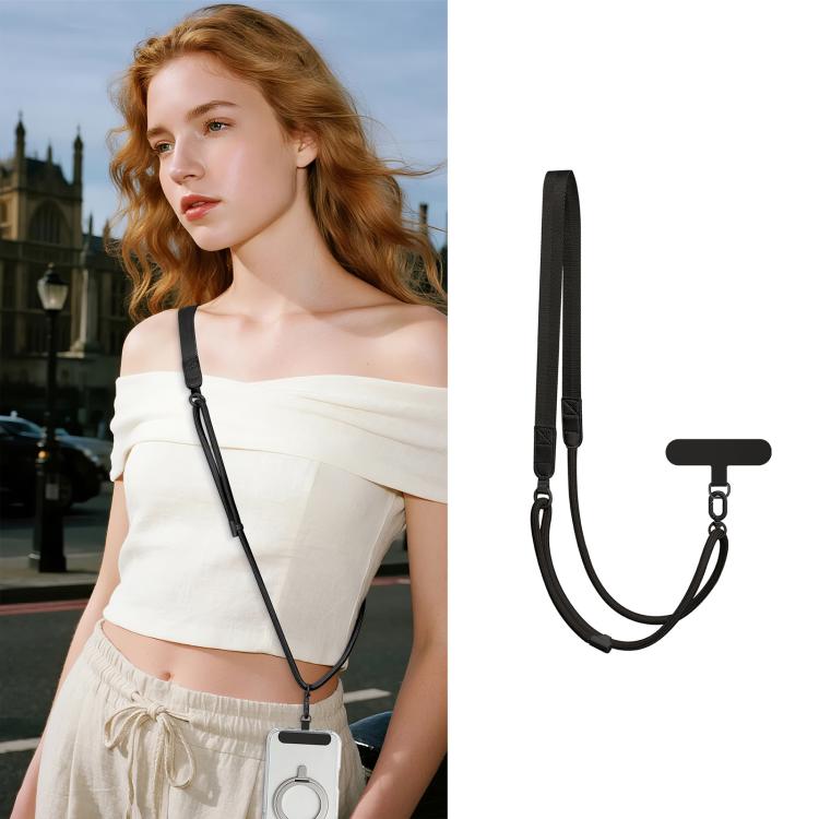 Adjustable Hybrid Neck Strap Crossbody Phone Lanyard with Tether Pad for Unisex, Gold Hardware, Painted Metal Hardware