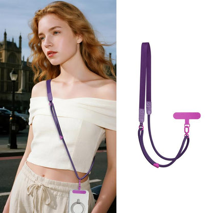 Adjustable Hybrid Neck Strap Crossbody Phone Lanyard with Tether Pad for Unisex, Gold Hardware, Painted Metal Hardware