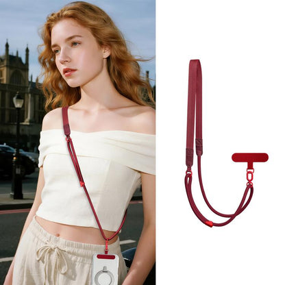 Adjustable Hybrid Neck Strap Crossbody Phone Lanyard with Tether Pad for Unisex, Gold Hardware, Painted Metal Hardware