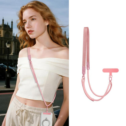 Adjustable Hybrid Neck Strap Crossbody Phone Lanyard with Tether Pad for Unisex, Gold Hardware, Painted Metal Hardware