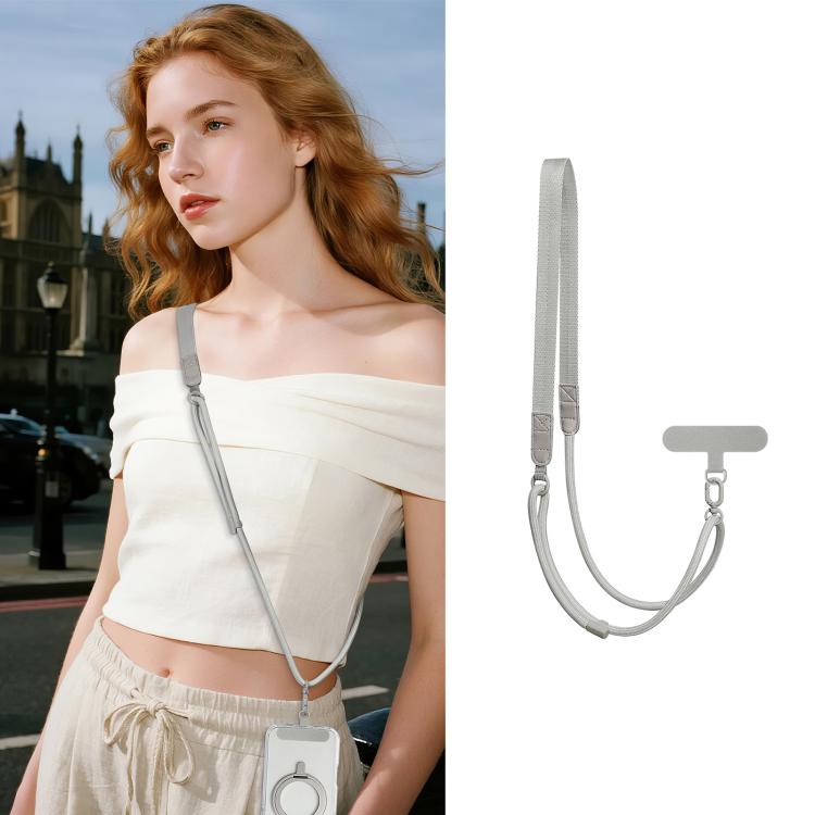 Adjustable Hybrid Neck Strap Crossbody Phone Lanyard with Tether Pad for Unisex, Gold Hardware, Painted Metal Hardware