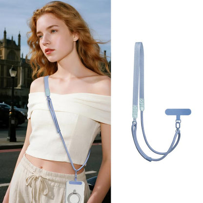 Adjustable Hybrid Neck Strap Crossbody Phone Lanyard with Tether Pad for Unisex, Gold Hardware, Painted Metal Hardware