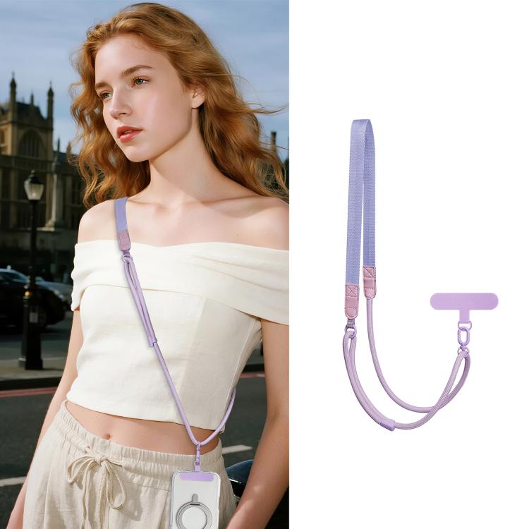 Adjustable Hybrid Neck Strap Crossbody Phone Lanyard with Tether Pad for Unisex, Gold Hardware, Painted Metal Hardware