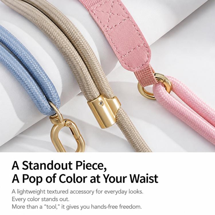 Adjustable Hybrid Neck Strap Crossbody Phone Lanyard with Tether Pad for Unisex, Gold Hardware, Painted Metal Hardware