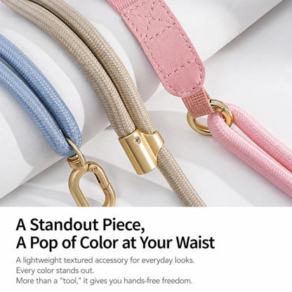 Adjustable Hybrid Neck Strap Crossbody Phone Lanyard with Tether Pad for Unisex, Gold Hardware, Painted Metal Hardware