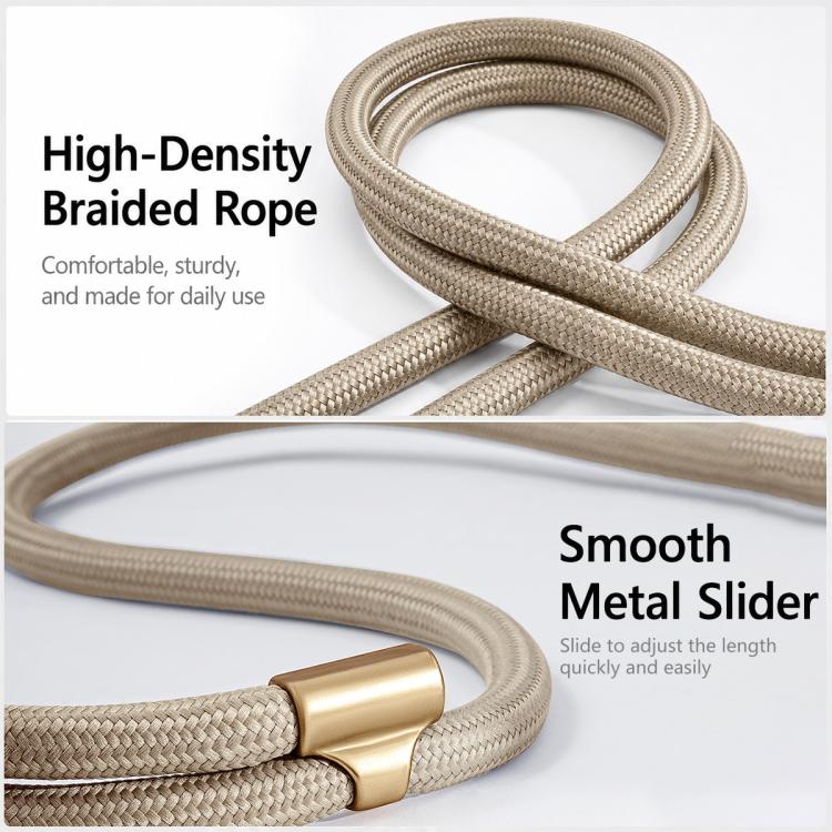 Adjustable Hybrid Neck Strap Crossbody Phone Lanyard with Tether Pad for Unisex, Gold Hardware, Painted Metal Hardware