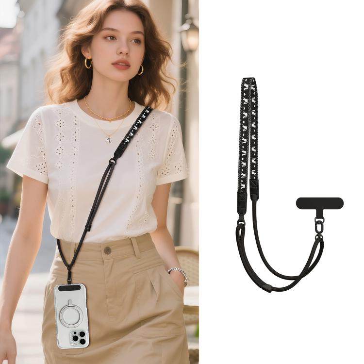 Adjustable Cartoon Print Hybrid Neck Strap Crossbody Phone Lanyard with Tether Pad for Unisex