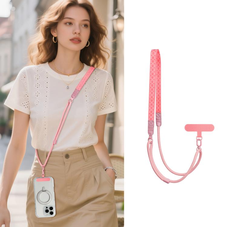 Adjustable Cartoon Print Hybrid Neck Strap Crossbody Phone Lanyard with Tether Pad for Unisex