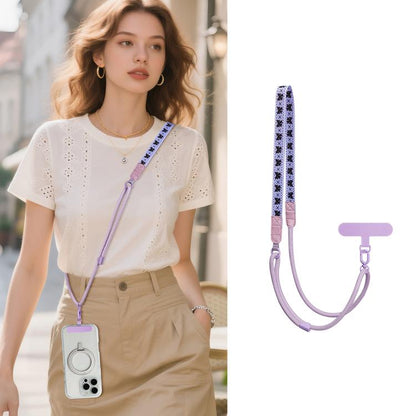 Adjustable Cartoon Print Hybrid Neck Strap Crossbody Phone Lanyard with Tether Pad for Unisex