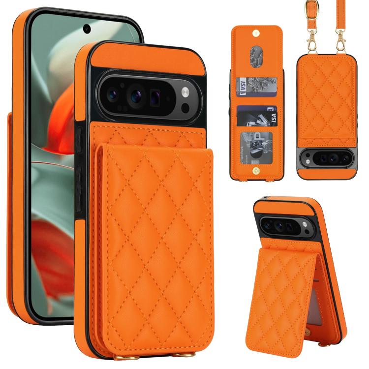 Crossbody Rhombic RFID Blocking Card Holder Phone Case, For Google Pixel 10a, For Google Pixel 10 / 10 Pro / 9 / 9 Pro, For Google Pixel 9a, For Google Pixel 8a, For Google Pixel 8 Pro, For Google Pixel 8