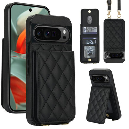 Crossbody Rhombic RFID Blocking Card Holder Phone Case, For Google Pixel 10a, For Google Pixel 10 / 10 Pro / 9 / 9 Pro, For Google Pixel 9a, For Google Pixel 8a, For Google Pixel 8 Pro, For Google Pixel 8