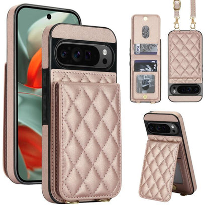 Crossbody Rhombic RFID Blocking Card Holder Phone Case, For Google Pixel 10a, For Google Pixel 10 / 10 Pro / 9 / 9 Pro, For Google Pixel 9a, For Google Pixel 8a, For Google Pixel 8 Pro, For Google Pixel 8
