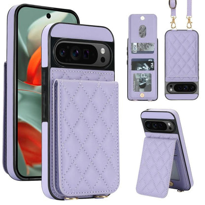 Crossbody Rhombic RFID Blocking Card Holder Phone Case, For Google Pixel 10a, For Google Pixel 10 / 10 Pro / 9 / 9 Pro, For Google Pixel 9a, For Google Pixel 8a, For Google Pixel 8 Pro, For Google Pixel 8