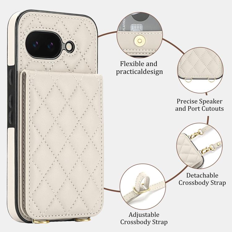 Crossbody Rhombic RFID Blocking Card Holder Phone Case, For Google Pixel 10a, For Google Pixel 10 / 10 Pro / 9 / 9 Pro, For Google Pixel 9a, For Google Pixel 8a, For Google Pixel 8 Pro, For Google Pixel 8