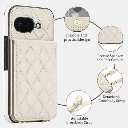 Crossbody Rhombic RFID Blocking Card Holder Phone Case, For Google Pixel 10a, For Google Pixel 10 / 10 Pro / 9 / 9 Pro, For Google Pixel 9a, For Google Pixel 8a, For Google Pixel 8 Pro, For Google Pixel 8