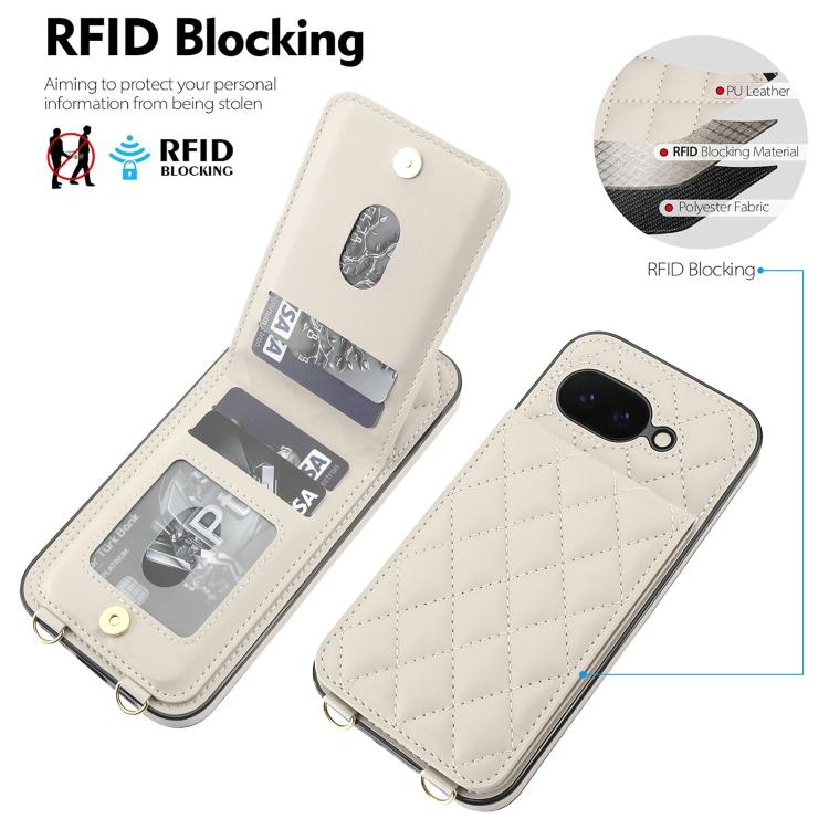 Crossbody Rhombic RFID Blocking Card Holder Phone Case, For Google Pixel 10a, For Google Pixel 10 / 10 Pro / 9 / 9 Pro, For Google Pixel 9a, For Google Pixel 8a, For Google Pixel 8 Pro, For Google Pixel 8