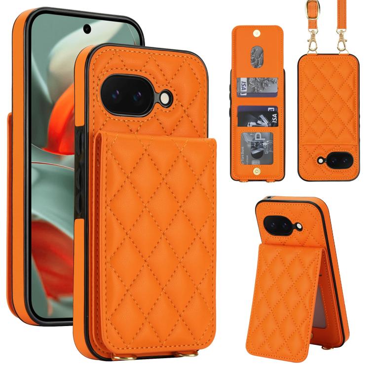 Crossbody Rhombic RFID Blocking Card Holder Phone Case, For Google Pixel 10a, For Google Pixel 10 / 10 Pro / 9 / 9 Pro, For Google Pixel 9a, For Google Pixel 8a, For Google Pixel 8 Pro, For Google Pixel 8